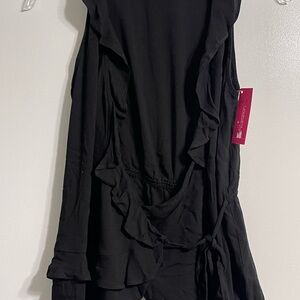 Black Ruffled Wrap Top
